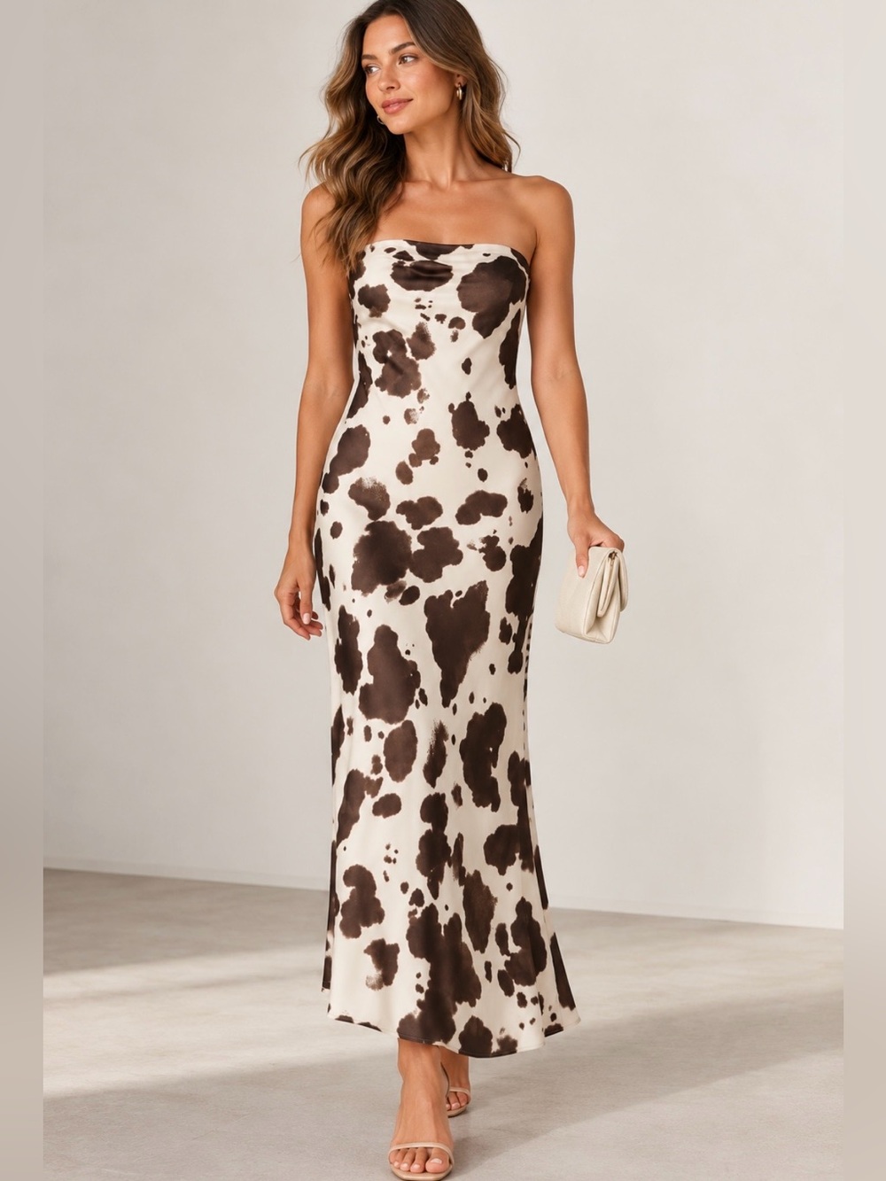 NWT Anthropologie Tilda Slip Cowprint Strapless Dress Size MP